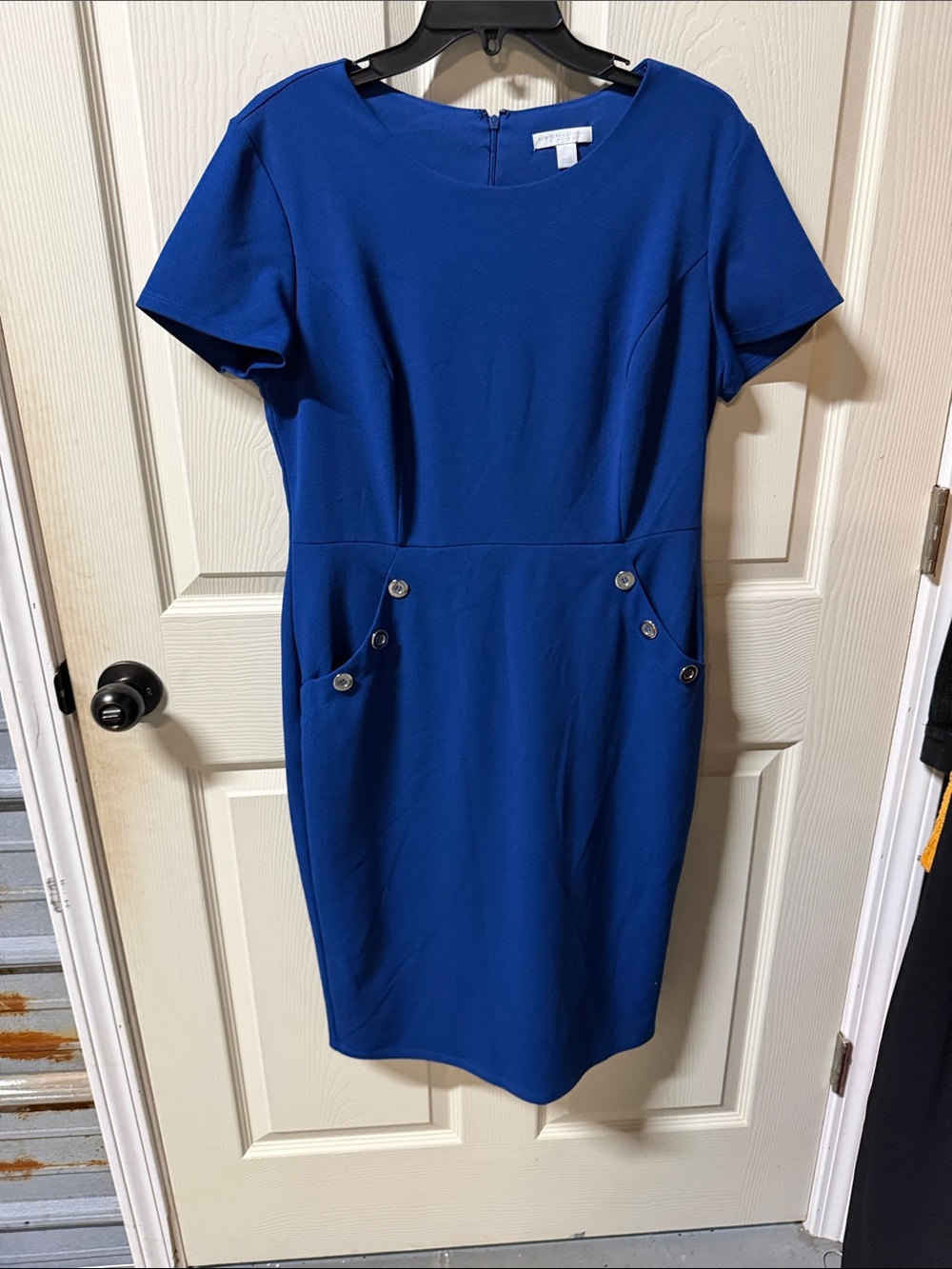 New York & Company Royal Blue Short Sleeve Sheath Dress